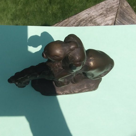 Very solid heavy metal bookend End of Trail horse and rider - Picture 12 of 15